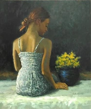 R.K. Jolley impressionist oil painting figurative portrait girl