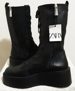 zara flat platform leather ankle boots