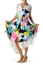 LELA ROSA for LANE BRYANT Size 22 Multicolor Sleeveless Pleat Dress $148 NWT
