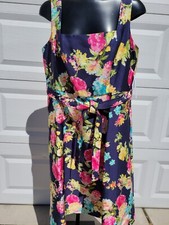 EMMA & MICHELE Women's Multi Color Sleeveless Floral Print Dress Size 14