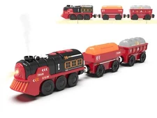 Toy Train Electric Train Set for Wooden Tracks, Christmas Motorized Train Toys