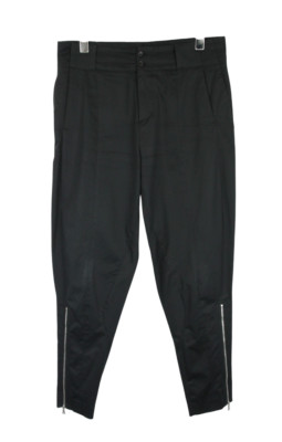 Neil Barrett Hose Damen (EU) 42 Slim Fit Plissee Reißverschluss Schwarz Chino