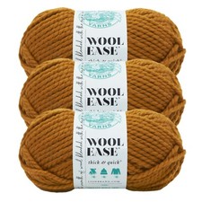  3 Pack Lion Brand Yarn 640-189A Wool-Ease Thick  Quick Yarn, Butterscotch