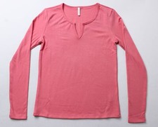 Be Cool Women's Solid V-Neck Long Sleeve Top AR8 Coral Pink 19367 Small NWT