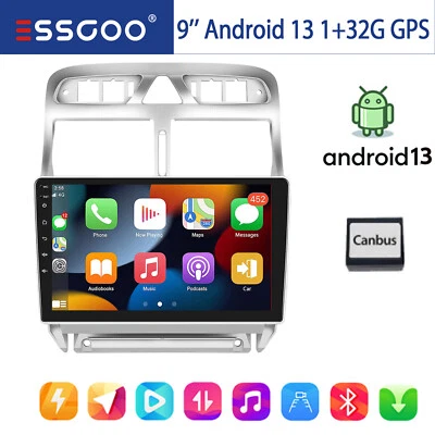Für Peugeot 307 2002-2013 Android 13 Auto 32GB Autoradio 9" GPS NAVI RDS Wifi BT - Bild 1 von 4