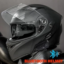 Motorcycle Bluetooth Helmet DOT Modular Full Face Dual Visor FlipUp Black Helmet