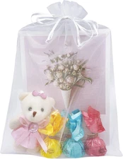 50 Pack White Organza Bags 8X12 Inch Large Mesh Bags Drawstring Gift Packing for