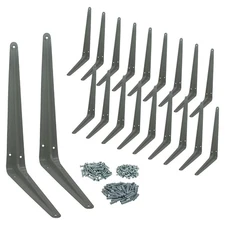 Nuk3y L Shape Heavy Duty Shelf Bracket with Screws, 20 Pack (10"" x 12"", Gray)