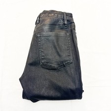 Good American Good Legs Curvy Flare Black Coated Denim Jeans SIze 4 / 27