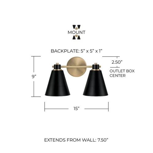 Capital Lighting 150121 Bradley 2 Light 15"W Vanity Light - Picture 3 of 10