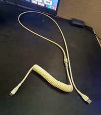 Coiled USB-A Male to USB-C Male Cable, White, 1-4 ft, 1:1 No Split 