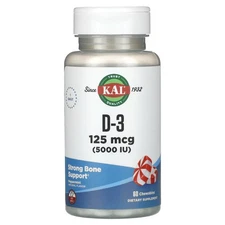 D-3, Peppermint, 125 mcg (5,000 IU), 60 Chewables