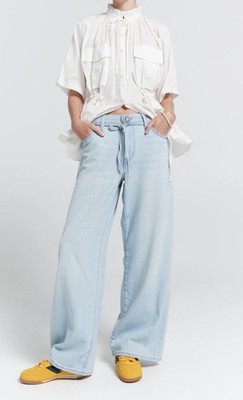 完売品Off-White straight denim ライトブルー　31 Levis XL Straight Jeans Womens 27x31 Blue Denim Cotton Linen Wide