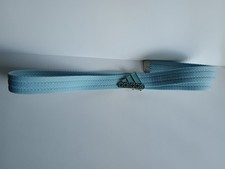 Adidas Blue Three Stripes Web Belt Enamel Logo Buckle One Size 1.25 Wide