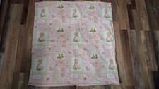 Vintage Baby Girl Handmade Quilt Blanket Nursery Rhymes Pink 36x36