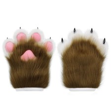 HAOAN Furry Faux Fur Fox Cat Paws Gloves Animal Fursuit Mittens Halloween Chr...