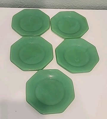 Vtg Arko Agite Jadeite Small Plate Lot (5) Swirl  Glass 4-1/4'' 