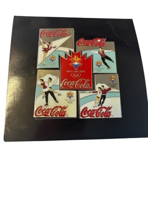 Olympic 2002 Salt Lake City 5 Pin SET Coca Cola -Cola Utah Shape Ice Skating