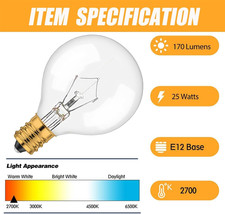 Wax Warmer Light Bulbs, 40 Watt Light Bulbs for Full Size Scentsy Warmers,G50...