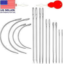 Heavy Duty Hand Sewing Needles Kit, 14 PCS with 10 Leather 4 Curved Needles fo