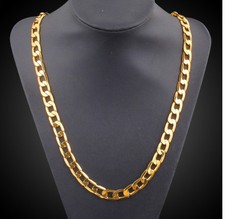 18K Yellow Gold Filled 24inch 5mm Wide LightWeight Curb Link Chain Necklace G70G