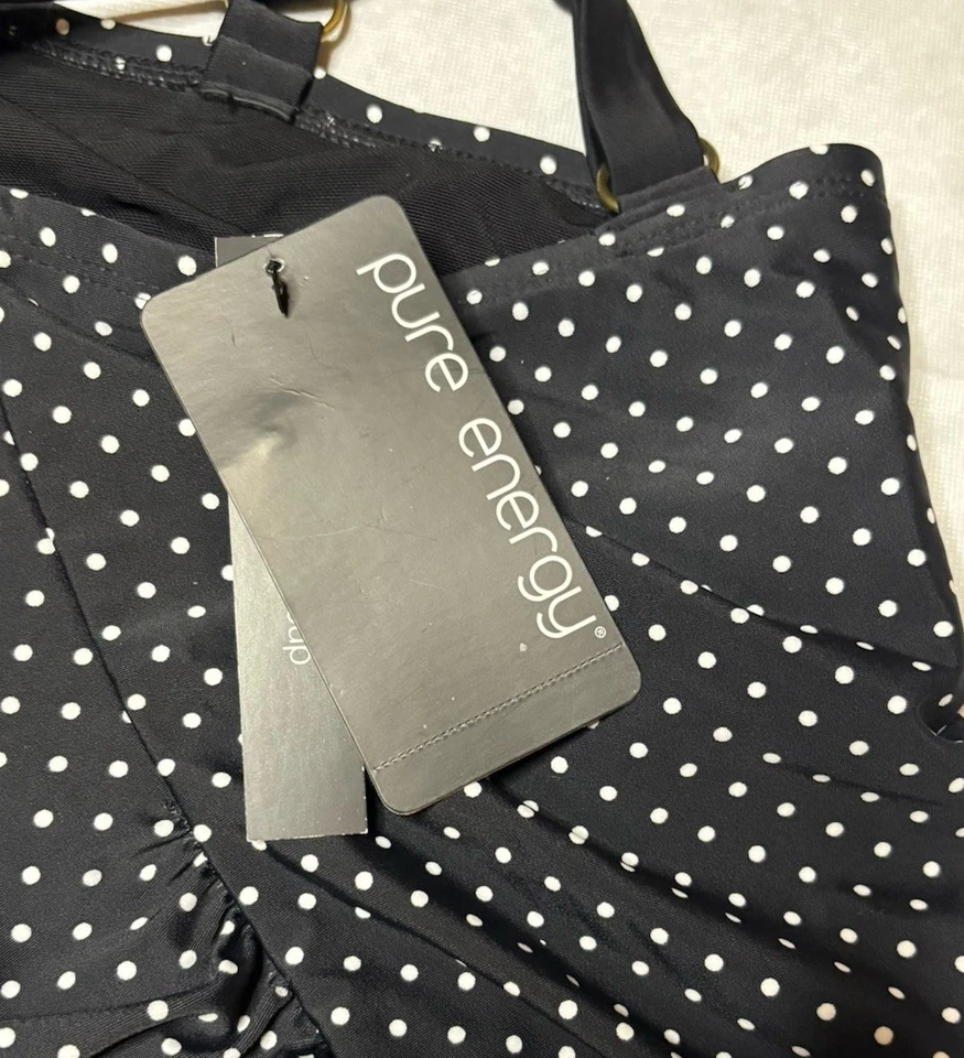 Купальник цельный PURE ENERGY черный в горошек литая чашка собранная в рюш сторона 20 Вт - Изображение 2 из 4