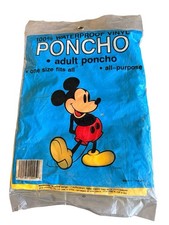 Vintage Disney World Mickey Mouse Rain Poncho, Adult One Size Fit All Waterproof