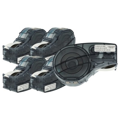 5x Schriftband für Brady BMP21-PLUS ID PAL LABPAL Schwarz/Weiß Poly 6,35mm 6,4m