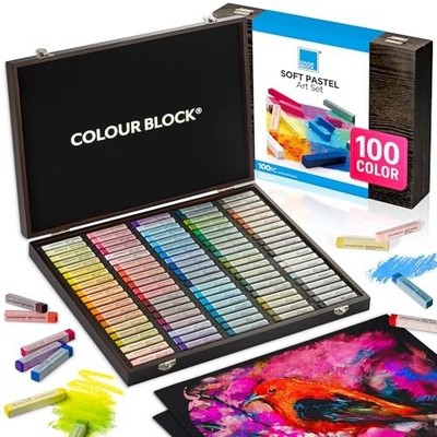 Soft Chalk Pastel Sticks Multicolor Blendable Wooden Box Drawing Painting