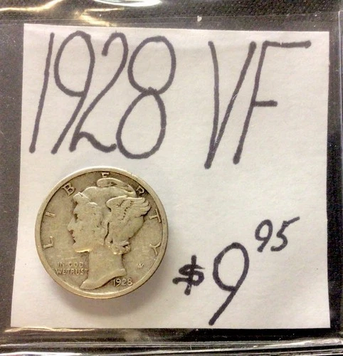 1928 Mercury Silver Dime VF! ENN Coins