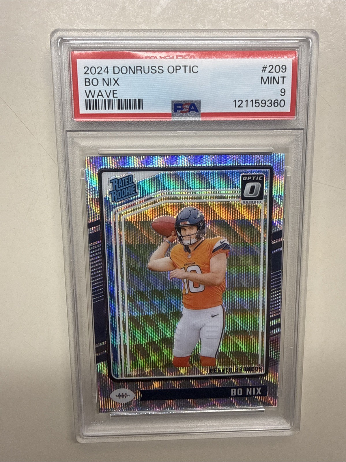 2024 Panini Donruss Optic - Rated Rookie Bo Nix #209 Wave Prizm /300 (RC)