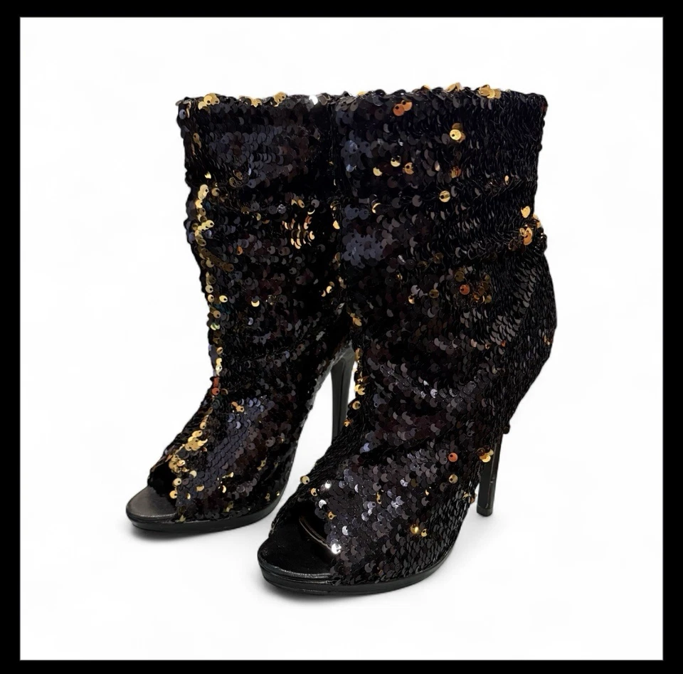 Botines Liliana negros/dorados con lentejuelas - para mujer talla 7 Foto 3 de 4