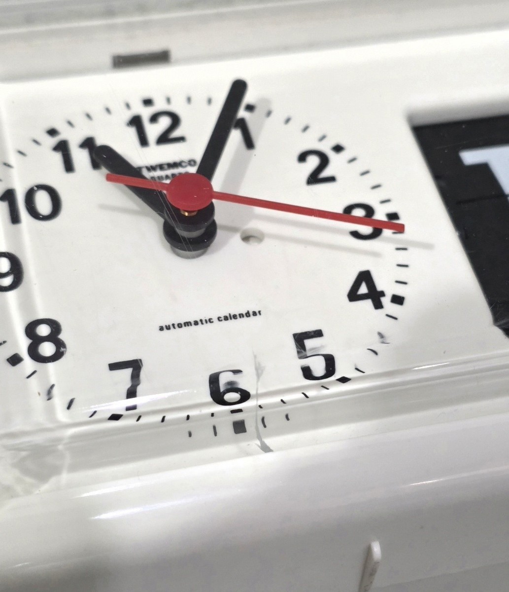 Twemco BQ-38 White Perpetual Calendar Flip Clock Wall Desk Wide