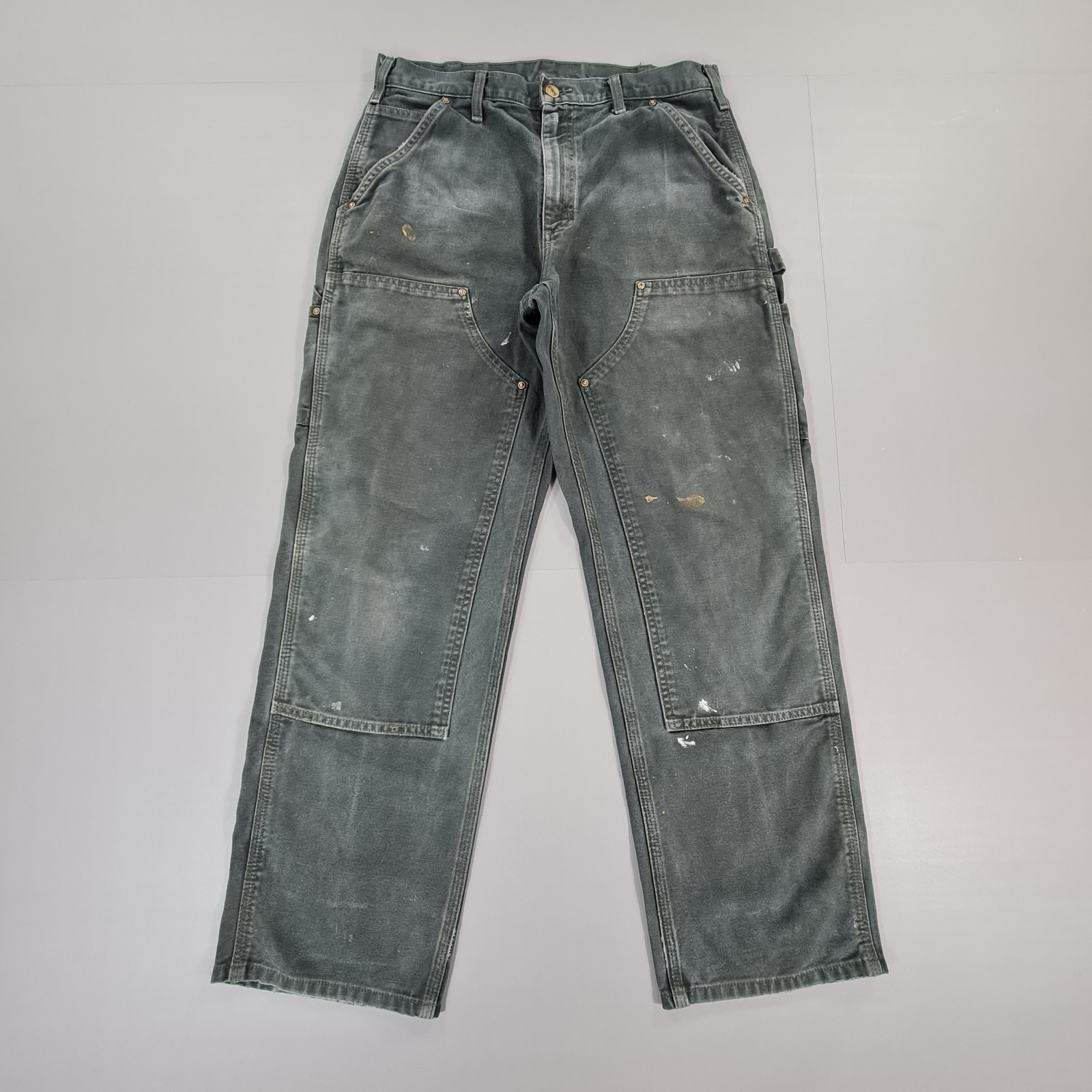 Carhartt Mens Jeans Grey W32 L30 Double Knee Duck Canvas B136 Baggy Trousers