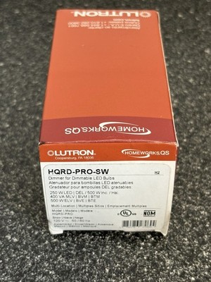 Lutron HQRD-PRO-SW Homeworks QS Dimmer LED ELV MLV Incandescent - White - NEW