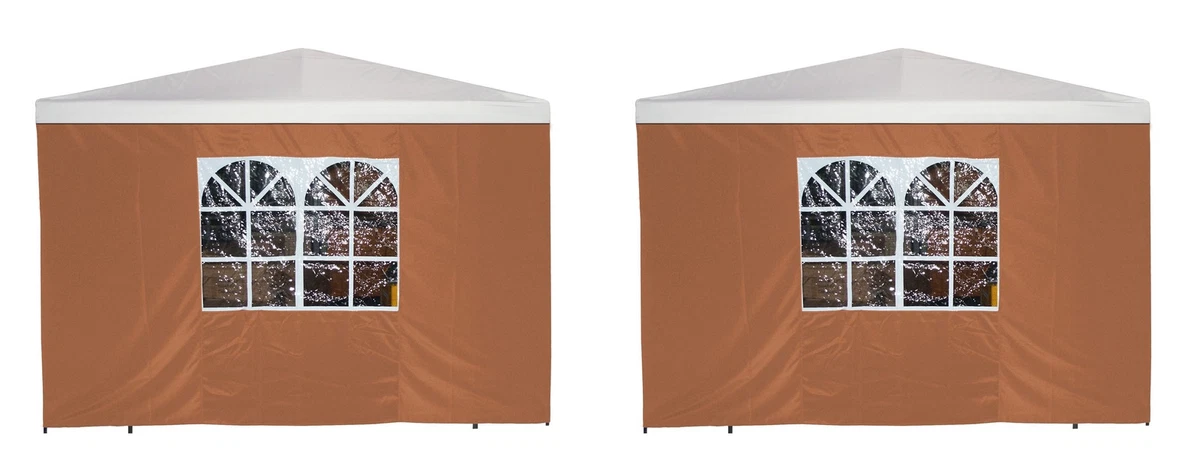 Outsunny 2er Set Pavillon Seitenwände 3x3 3x6 - Wasserdicht Mit Fenster Dunkelgrün