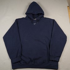 VINTAGE 90s Nike Center Swoosh Hoodie Mens Large Made in USA Blue Travis Scott