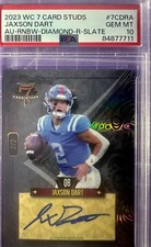 2023 Wild Card Jaxson Dart Auto PSA 10 GEM MT-9/10-Rainbow Diamond Slate - Rare