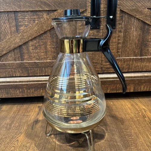 Vintage PYREX Glass Coffee Pot Carafe w/ lid Candle Warmer Stand ,Candle Vessel