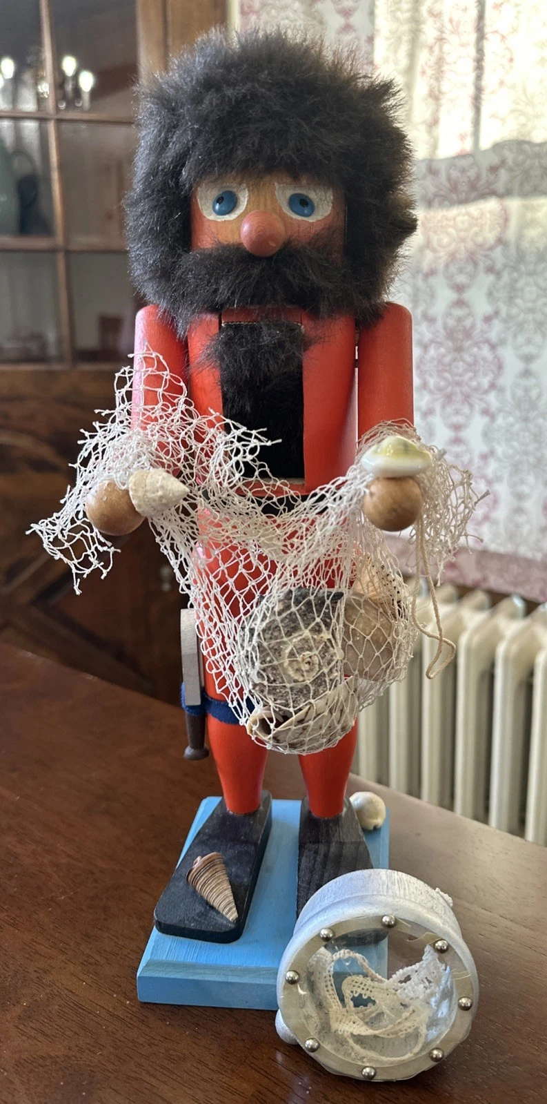 Zuber Wooden Nutcracker Scuba Diver West Germany Hand Painted Vintage