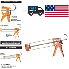 Drip Free Caulking Gun 1/10 Gallon 300ml Cartridge Steel Construction 7:1 Thrust