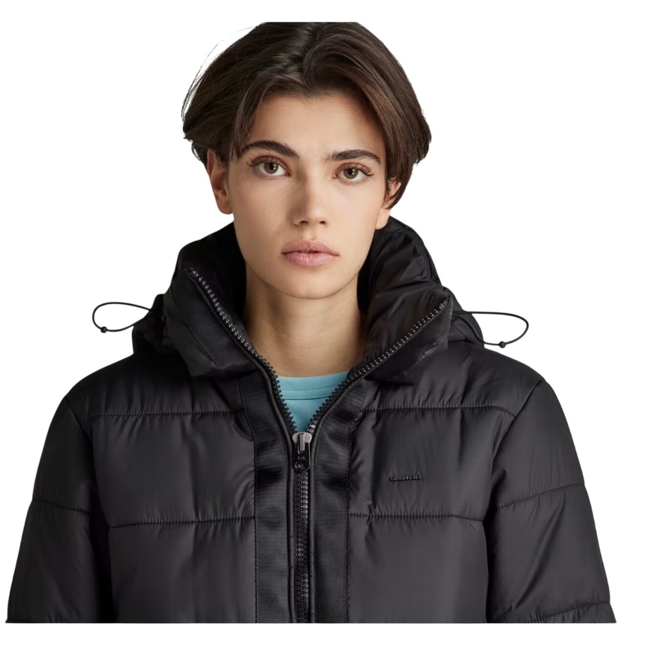 G-Star RAW NEW Meefic Hooded Puffer Jacket Women's Small Navy Blue Lightweight image 5
