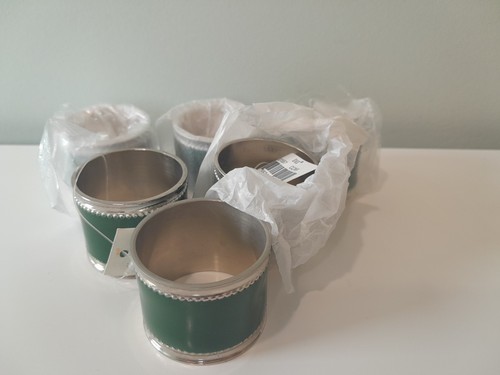 DII Anelli Tovagliolo Smaltati Verde Set di 6 Design Imorts (5 Nuovi con etichette) - Foto 2 di 5