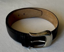 Harken Ltd. Women’s Black Genuine Leather Belt, Size Large, Made In USA