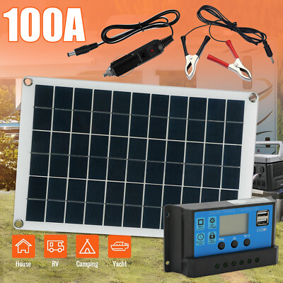 12V 24V Solarpanel Kit Dual USB Solar Ladegerät Solarmodule Solarladeregler Set