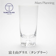 Tumbler Glass Mt. Fuji Design With Wooden Box and Warranty Card "Tajima Glass"
