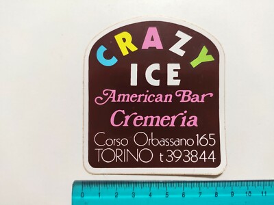 AUFKLEBER Crazy Ice Bar Cremeria Torino Aufkleber Vintage 80er Original