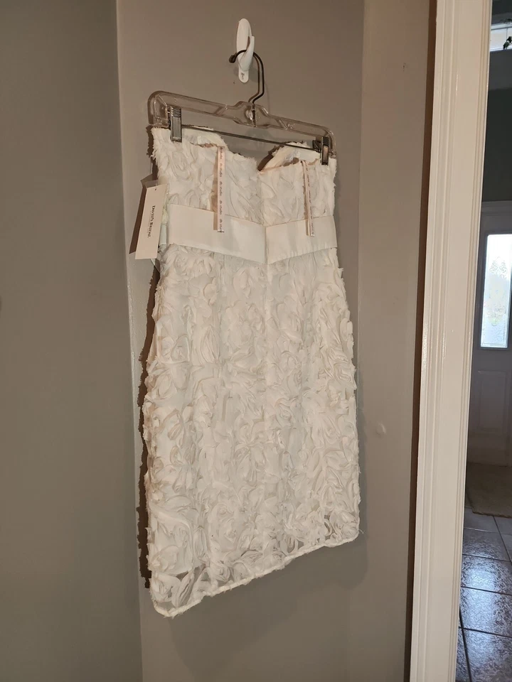 DAVIDS BRIDAL Dama de honor Formal Corto Sin Tirantes Vestido Talla 8 Tafetán Banda/Arco Cremallera Foto 2 de 4