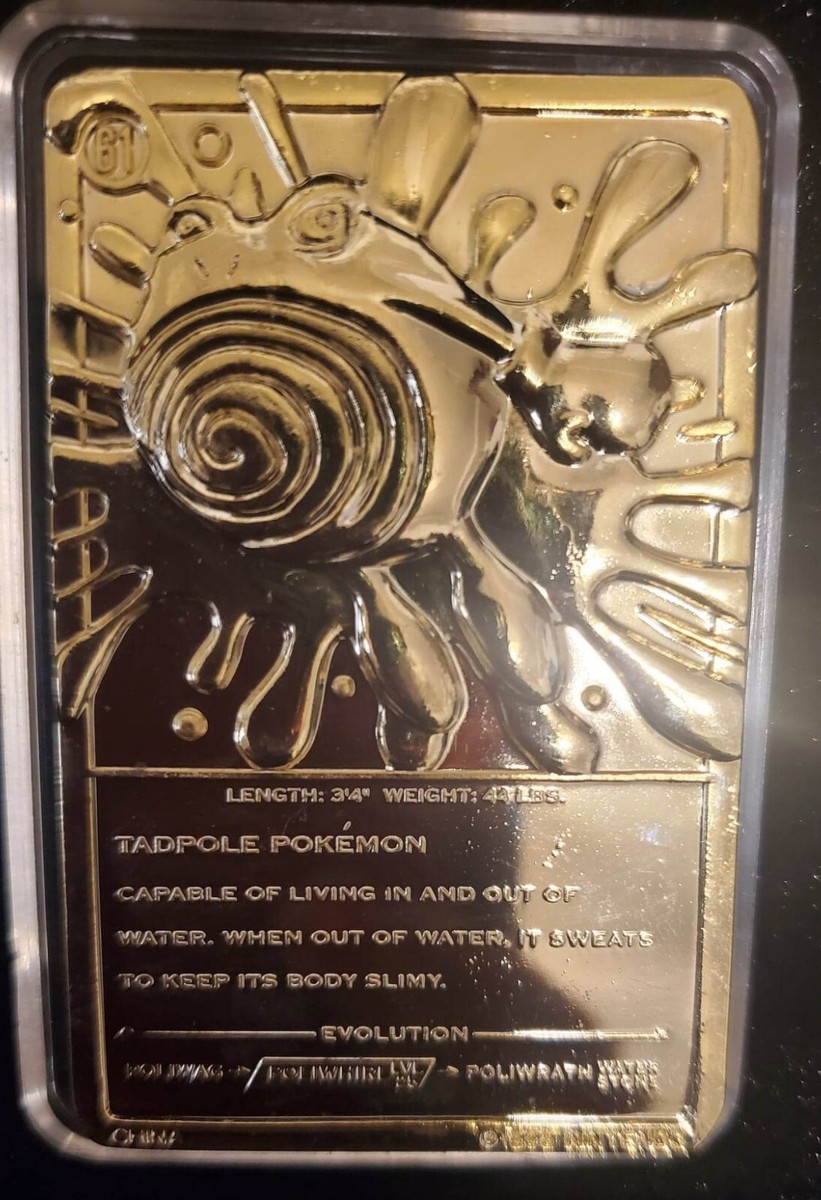 Pokemon Poliwhirl 23k Gold Plated Trading Card 1999 Nintendo #61 w  Certificate