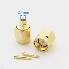 10x Gold SMA Male Plug Solder RF Straight Connectors for RG405 semi-rigid cable